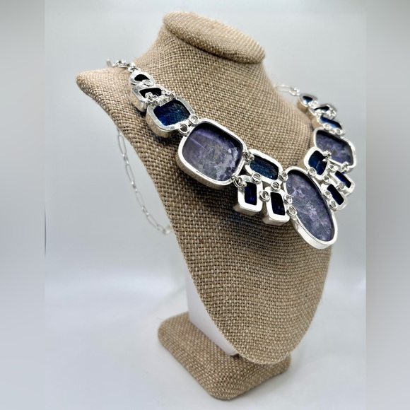 Beautiful Purple Charoite & Blue Statement Necklace 18”-19” - Picture 6 of 6